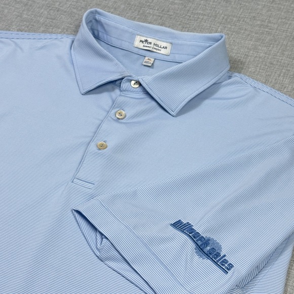 Peter Millar Other - Peter Millar Polo Shirt Mens XL Blue Striped Short Sleeve‎ Summer Comfort